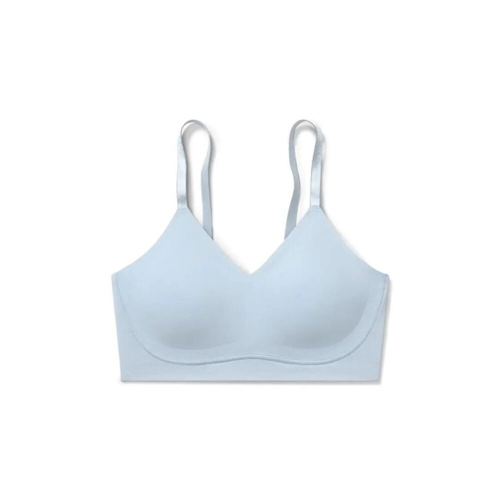 🆕TRUE & CO. Body Lift Triangle Soft Form Band Wireless Bra Powder Blue Medium - Picture 4 of 7